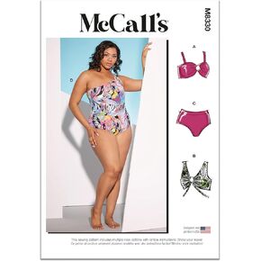 McCall's Women's Women's Swimsuits Kit ، رمز التصميم M8330 ، الأحجام 30W-32W-34W-36W-38W
