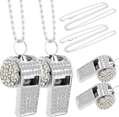2 Pack Metal Crystal Rhinestone Whistle Bling Whistle, Gold Whistle, Shining Whistle with Chain for Women, Captain, Referee, Basketball, Official in Saudi Arabia