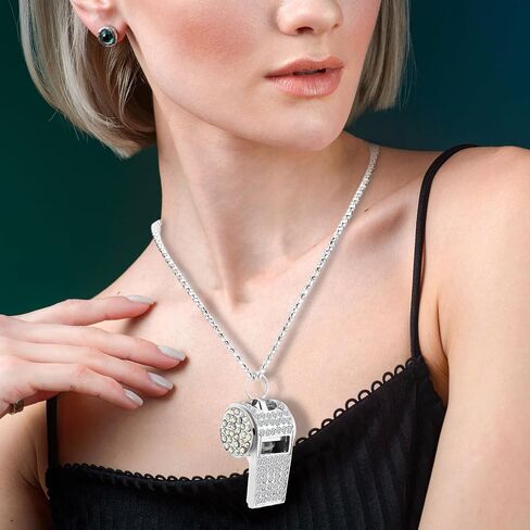 2 Pack Metal Crystal Rhinestone Whistle Bling Whistle, Gold Whistle, Shining Whistle with Chain for Women, Captain, Referee, Basketball, Official in Saudi Arabia