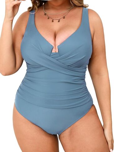 CUPSHE Plus Size One Piece Swimsuit for Women Ruched Underwire Bathing Suit Curvy Tummy Control Swimwear in Saudi Arabia