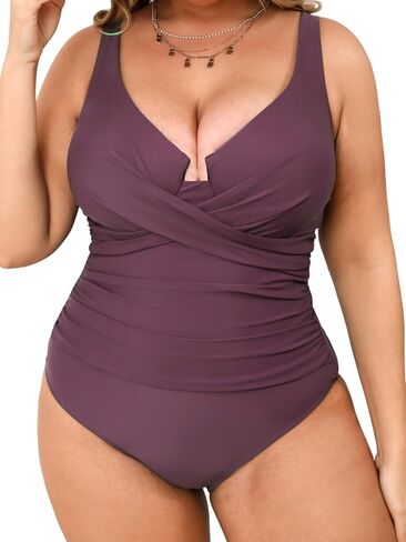 CUPSHE Plus Size One Piece Swimsuit for Women Ruched Underwire Bathing Suit Curvy Tummy Control Swimwear in Saudi Arabia