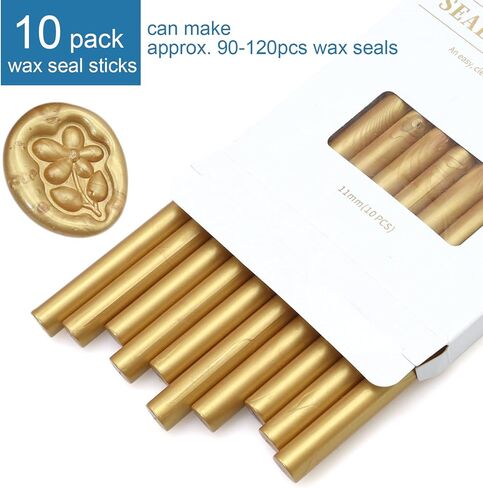 Glue Gun Wax Seal Sticks Pearl Beige, Andotopee 10pcs Pearlescent Sealing Wax Sticks for Wax Seal Stamp, 0.43 X 5.3" Premium Wax Seal Wax for Wedding Invitation Letter Envelope Seal Stickers DIY Craft in Kuwait