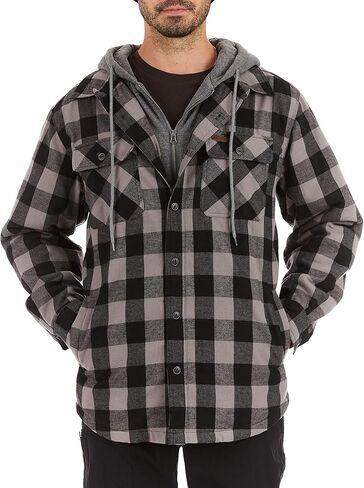 Smith's Workwear Men's Sherpa-Lined Hooded Flannel Shirt Jacket in Kuwait