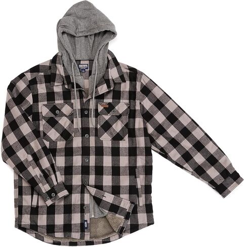 Smith's Workwear Men's Sherpa-Lined Hooded Flannel Shirt Jacket in Kuwait