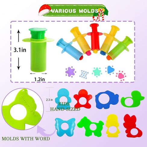 Dough Tools Play for Kids- Dough Accessories Molds Stamps Hamburgers Scissor Rolling Pin and Storage Box, Party Favors Set for Age 3+ in Saudi Arabia