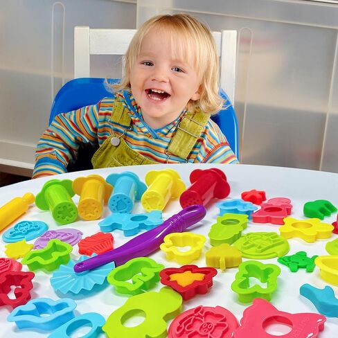 Dough Tools Play for Kids- Dough Accessories Molds Stamps Hamburgers Scissor Rolling Pin and Storage Box, Party Favors Set for Age 3+ in Saudi Arabia