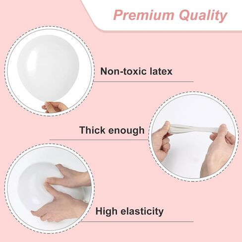 RUBFAC 70pcs 5 Inch White Balloons and Ribbon, Thick Latex Balloons for Birthday Wedding Baby Shower Graduation Anniversary Party Decorations in Saudi Arabia