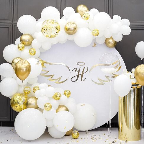 RUBFAC 70pcs 5 Inch White Balloons and Ribbon, Thick Latex Balloons for Birthday Wedding Baby Shower Graduation Anniversary Party Decorations in Saudi Arabia