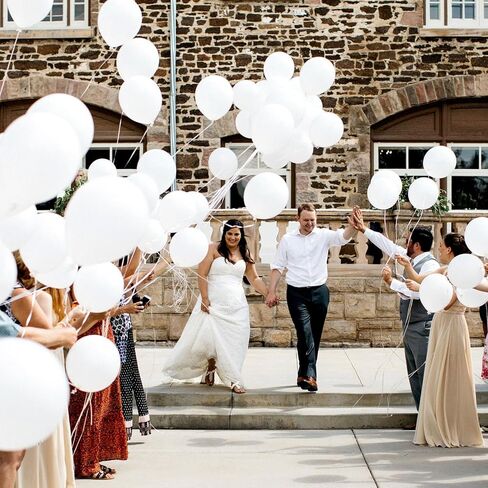 RUBFAC 70pcs 5 Inch White Balloons and Ribbon, Thick Latex Balloons for Birthday Wedding Baby Shower Graduation Anniversary Party Decorations in Saudi Arabia