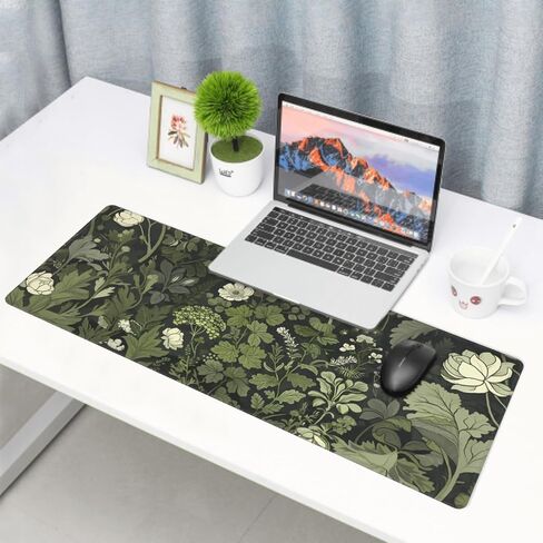 Japanese Mouse Pad XXL 35.4 X 15.7 Inch Black Red Design Style Extended Large Gaming Mousepad Keyboard Full Desk Mat Non-Slip Rubber Base Stitched Edges for Home Office in Kuwait