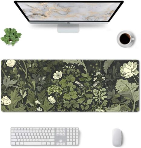 Japanese Mouse Pad XXL 35.4 X 15.7 Inch Black Red Design Style Extended Large Gaming Mousepad Keyboard Full Desk Mat Non-Slip Rubber Base Stitched Edges for Home Office in Kuwait