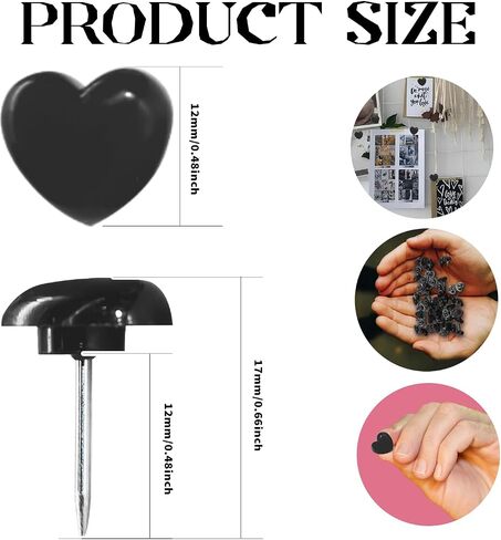 50 Pcs Push Pins, Heart Thumb Tacks, Cute Push Pins for Wall, Corkboard, Bulletin Board, Maps, Office Home Decorative (50, Red) in Kuwait