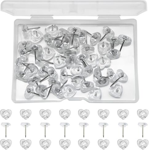 50 Pcs Push Pins, Heart Thumb Tacks, Cute Push Pins for Wall, Corkboard, Bulletin Board, Maps, Office Home Decorative (50, Red) in Kuwait