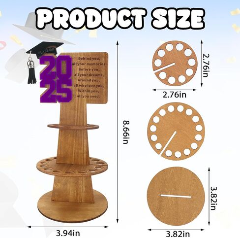Hying 2025 Graduation Money Holder Class of 2025 Money Card Holder Blue Wooden Money Holder Cash Gift Ideas 2025 Congrats Grad Tiered Tray Cash Cake DIY Greeting Gift for Graduation Party Supplies in Saudi Arabia