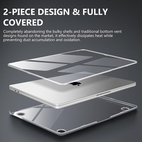 Mektron for 2025-2022 MacBook Air 13.6 inch Case M4 M3 M2，Model A3240 A3113 A2681 with Liquid Retina Display Touch ID，Plastic Hard Shell Cover for MacBook Air 13.6", Crystal Midnight Black in Kuwait