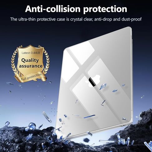 Mektron for 2025-2022 MacBook Air 13.6 inch Case M4 M3 M2，Model A3240 A3113 A2681 with Liquid Retina Display Touch ID，Plastic Hard Shell Cover for MacBook Air 13.6", Crystal Midnight Black in Kuwait