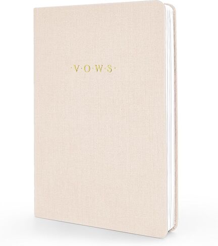 Wedding Vow Books With Gold Foil Lettering, Hard Cover His and Hers Vow Books, Canvas Linen Foil Embossed Wedding Ceremony Vow Books - A Beautiful Addition For The Wedding Day, 80 Pages, 8.3" X 5.5" (Beige) in Saudi Arabia