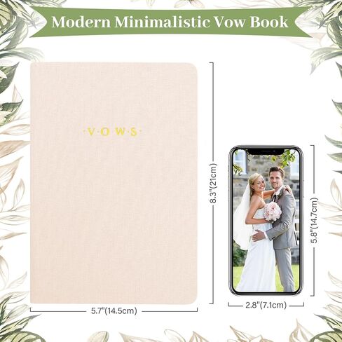 Wedding Vow Books With Gold Foil Lettering, Hard Cover His and Hers Vow Books, Canvas Linen Foil Embossed Wedding Ceremony Vow Books - A Beautiful Addition For The Wedding Day, 80 Pages, 8.3" X 5.5" (Beige) in Saudi Arabia