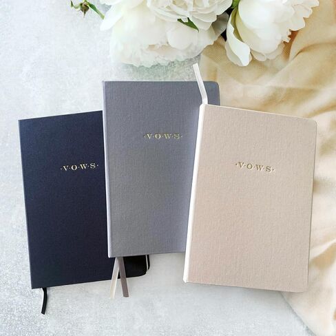 Wedding Vow Books With Gold Foil Lettering, Hard Cover His and Hers Vow Books, Canvas Linen Foil Embossed Wedding Ceremony Vow Books - A Beautiful Addition For The Wedding Day, 80 Pages, 8.3" X 5.5" (Beige) in Saudi Arabia