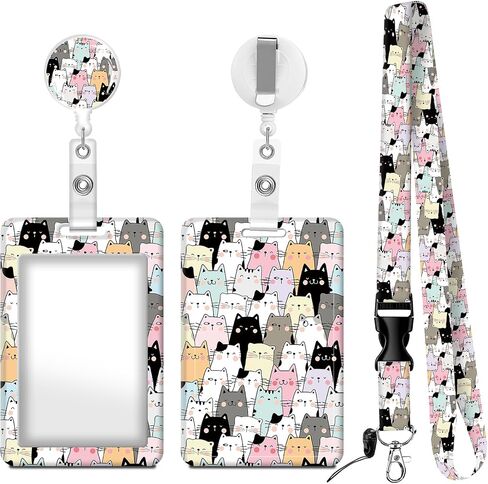 ID Badge Holder with Lanyard, Retractable Badge Holders Reels with Lanyards Adjustable, for Women Kids Teacher Nurses Doctor Student(Pink Leopard Pattern) in Saudi Arabia