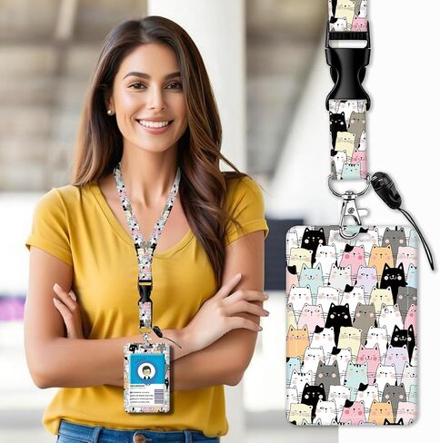 ID Badge Holder with Lanyard, Retractable Badge Holders Reels with Lanyards Adjustable, for Women Kids Teacher Nurses Doctor Student(Pink Leopard Pattern) in Saudi Arabia