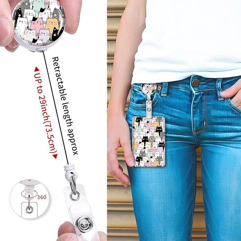 ID Badge Holder with Lanyard, Retractable Badge Holders Reels with Lanyards Adjustable, for Women Kids Teacher Nurses Doctor Student(Pink Leopard Pattern) in Saudi Arabia
