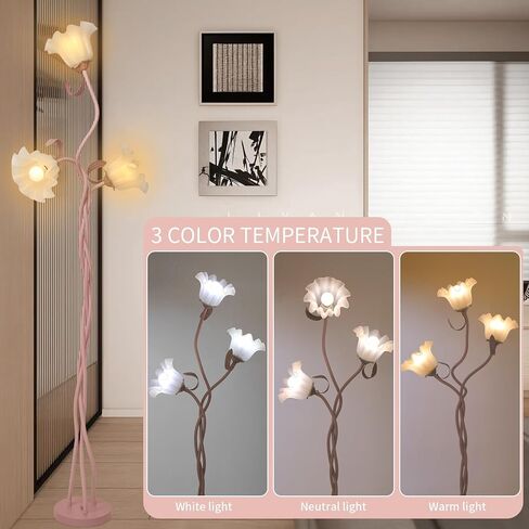 Flower Floor Lamp for Living Room, Tall Flower Reading lamp with Flexible Neck Shaft for Bedroom Decor, Modern Corner Floor Lamps with 3-Color Temperatures LED Bulb in Kuwait