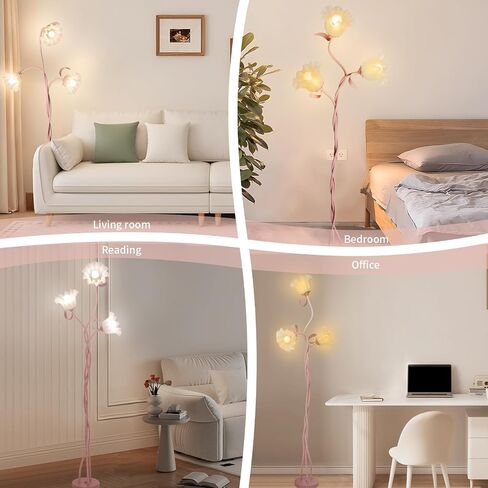 Flower Floor Lamp for Living Room, Tall Flower Reading lamp with Flexible Neck Shaft for Bedroom Decor, Modern Corner Floor Lamps with 3-Color Temperatures LED Bulb in Kuwait