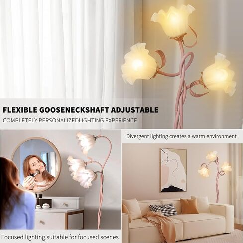 Flower Floor Lamp for Living Room, Tall Flower Reading lamp with Flexible Neck Shaft for Bedroom Decor, Modern Corner Floor Lamps with 3-Color Temperatures LED Bulb in Kuwait