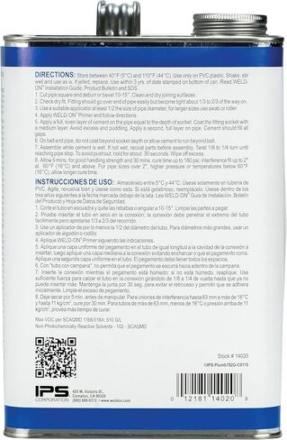 Weld-On 14019 782 PVC Heavy-Bodied High Strength Plumbing Solvent Cement - Medium-Setting and Low-VOC, Clear, 1/4 Pint (4 fl oz) in Kuwait