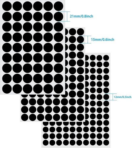 3 Sheets 290 Pcs Screw Hole Cover Stickers, 12 mm/15 mm/21 mm White Screw Covers Wood Stickers for Furniture, Self-Adhesive Screw Covers Caps (White) in Kuwait