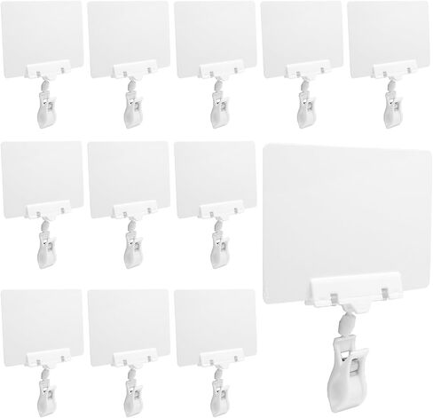 Biaungdo 12 Pcs Plastic Chalkboard Sign with Rotating Clip, Erasable Blackboard Price Tags Double Sided Waterproof Blackboard Clips Display Clip Holder for Shelves,Store,Business, Supermarket(Black) in Kuwait