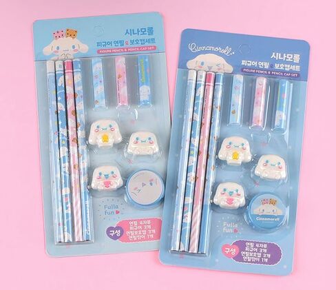 Bandal & Neoul SanrioFriends' Stationery Gift Set - 4 Pencils, 3 Caps, 1 Sharpener, 3 Figures - 3 Character Themes (MyMelodySet) in Saudi Arabia