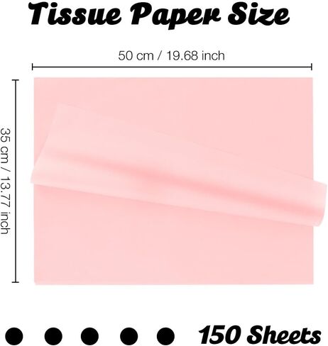 100 Sheets Tissue Paper, 14 x 20 Inches Pink Tissue Paper for Gift Bags, Valentine Gift Wrapping Tissue Paper Bulk Craft Decorative Paper for Packaging Art Crafts DIY Party Supplies Wedding Decoration in Saudi Arabia