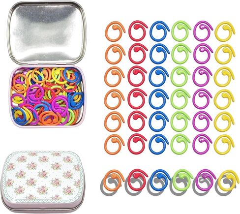 Round Shape Knitting Stitch Markers,50Pcs Stitch Markers with Floral Design Small Tin Box in Saudi Arabia