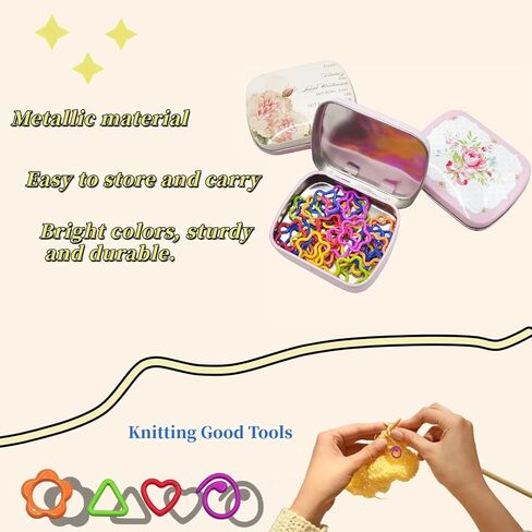 Round Shape Knitting Stitch Markers,50Pcs Stitch Markers with Floral Design Small Tin Box in Saudi Arabia