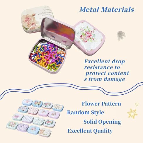 Round Shape Knitting Stitch Markers,50Pcs Stitch Markers with Floral Design Small Tin Box in Saudi Arabia