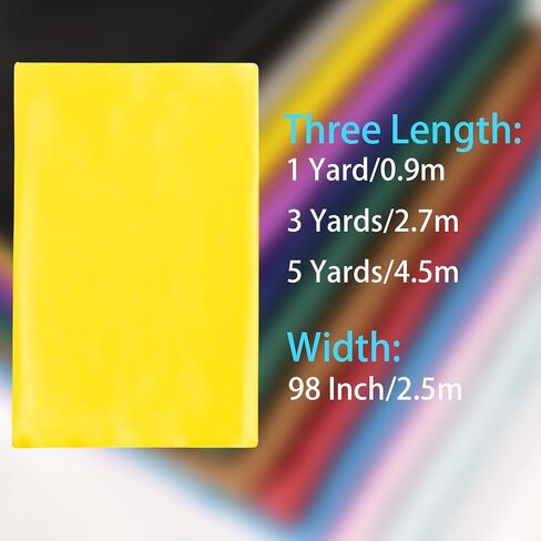 pson Yellow Satin Fabric - 98 Inch/2.5m Wide by The Yard, Soft Silky Fabric for Wedding Dress, Sewing, DIY Crafts, Clothing Making, 3 Yards in Kuwait