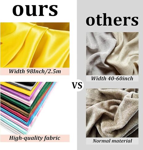Pson Yellow Satin Fabric - عرض 98 بوصة/2.5 متر من الفناء ، نسيج حريري ناعم لفستان الزفاف ، الخياطة ، الحرف اليدوية ، صنع الملابس ، 3 ياردات in Kuwait