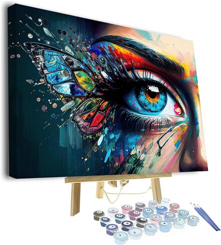 Paint by Numbers for Adults Acrylic Eye by Number Carp Paint by Number Kits Colorful Butterflies Paint by Numbers for Adults Beginner Abstract Artwork Wall Decor Oil Painting, 16"x 20" Unframed in Kuwait