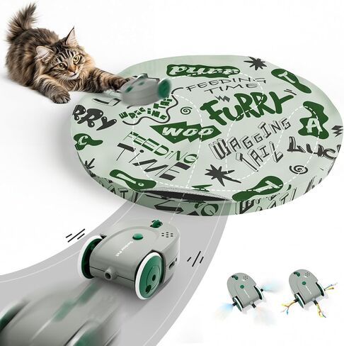Gardner Pet Interactive Cat Toys Fast Moving Mouse Cat Self Play with 2 Feather/Rope Automatic Cat Toy for Bored Indoor Adult Cats Kittens in Kuwait