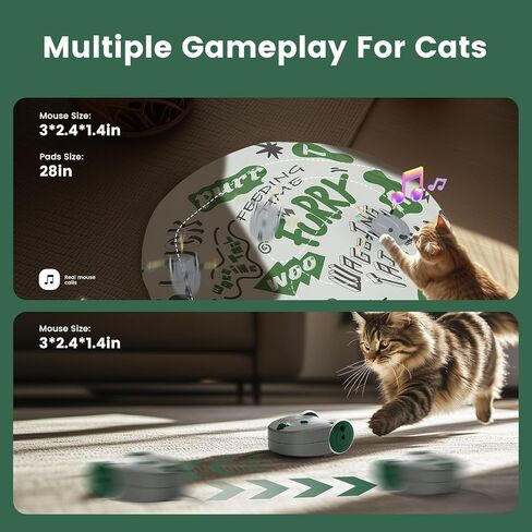 Gardner Pet Interactive Cat Toys Fast Moving Mouse Cat Self Play with 2 Feather/Rope Automatic Cat Toy for Bored Indoor Adult Cats Kittens in Kuwait