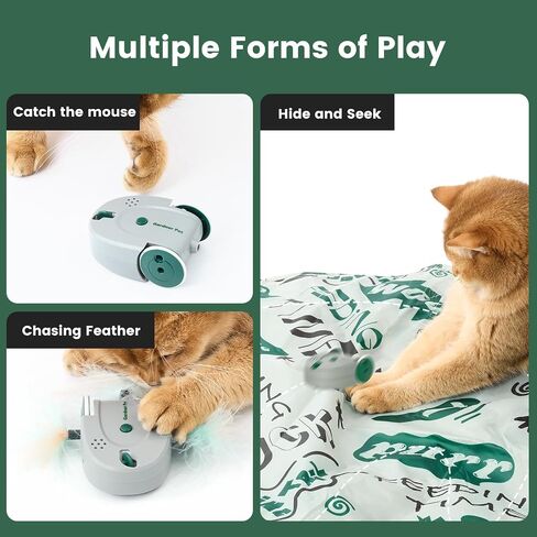 Gardner Pet Interactive Cat Toys Fast Moving Mouse Cat Self Play with 2 Feather/Rope Automatic Cat Toy for Bored Indoor Adult Cats Kittens in Kuwait
