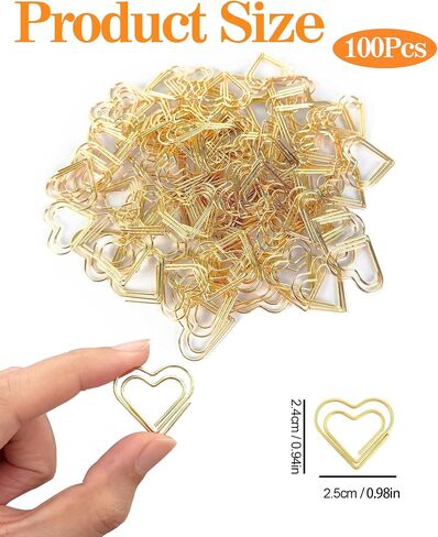 100 Pcs Love Heart Shaped Paper Clips, 0.78inch Cute Mini Paperclips for Office School Home (Rose Gold) in Saudi Arabia