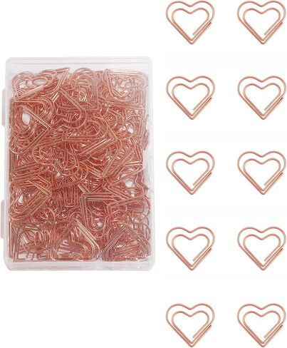 100 Pcs Love Heart Shaped Paper Clips, 0.78inch Cute Mini Paperclips for Office School Home (Rose Gold) in Saudi Arabia