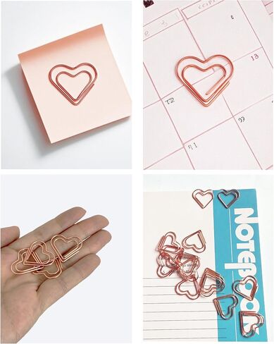 100 Pcs Love Heart Shaped Paper Clips, 0.78inch Cute Mini Paperclips for Office School Home (Rose Gold) in Saudi Arabia
