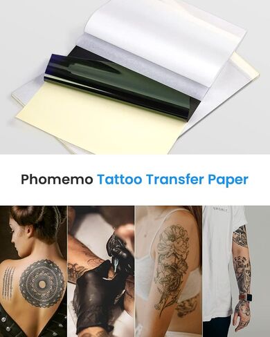 طقم نقل الوشم Phomemo ، 100 ورقة A4 حجم الوشم الورق وورقة نقل الوشم ، والاستخدام التجاري والشخصية ، ورقة تتبع الوشم DIY متوافقة مع طابعة M08F ومستلزمات الوشم in Saudi Arabia