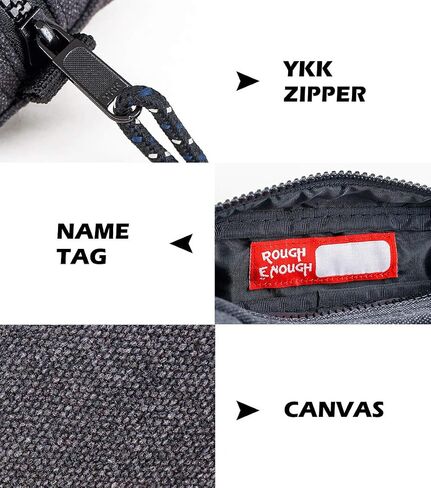 Rough Enough Small Pencil Case for Girls Boys Adults Canvas Pencil Pouch for School Office Stationary Art Supplies Black in Kuwait