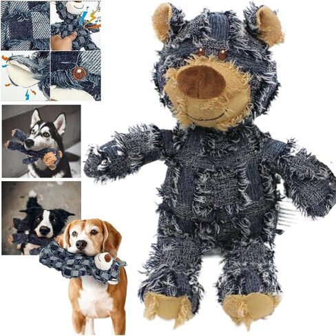 Indestructible Robust Bear - Dog Companion for Heavy Chewers, Squeaky Dog Toy for Aggressive Chewers, Unbreakable Stuffed Plush Toy - Forever Friend (Navy) in Kuwait