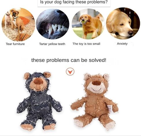 Indestructible Robust Bear - Dog Companion for Heavy Chewers, Squeaky Dog Toy for Aggressive Chewers, Unbreakable Stuffed Plush Toy - Forever Friend (Navy) in Kuwait